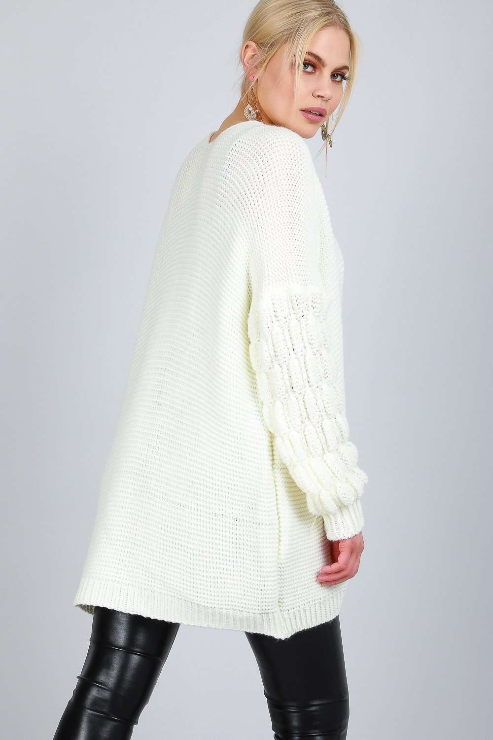 Esmee Bubble Sleeve Oversized Knitted Cardigan - bejealous-com