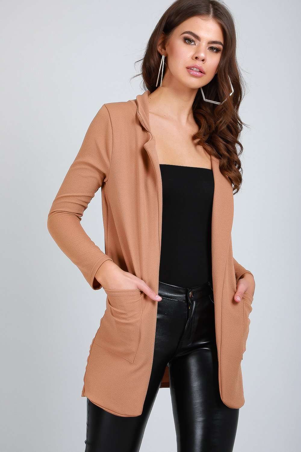 Esmee Open Front Long Line Blazer Jacket - bejealous-com