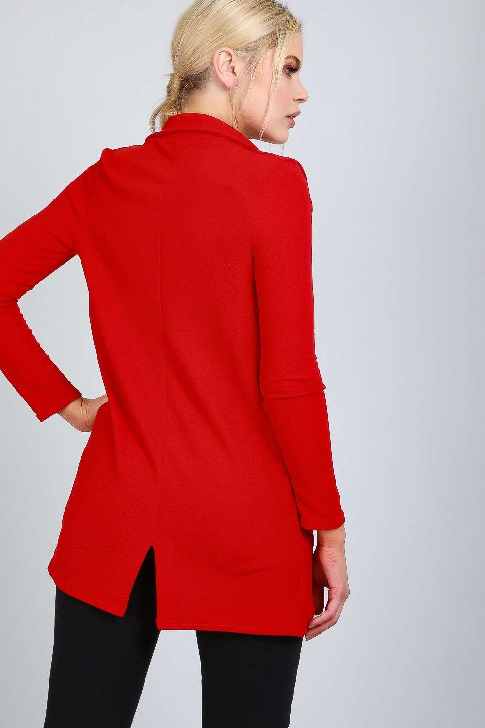 Esmee Open Front Long Line Blazer Jacket - bejealous-com