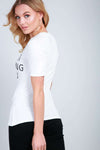 Eva Slogan Print Cap Sleeve Tshirt - bejealous-com