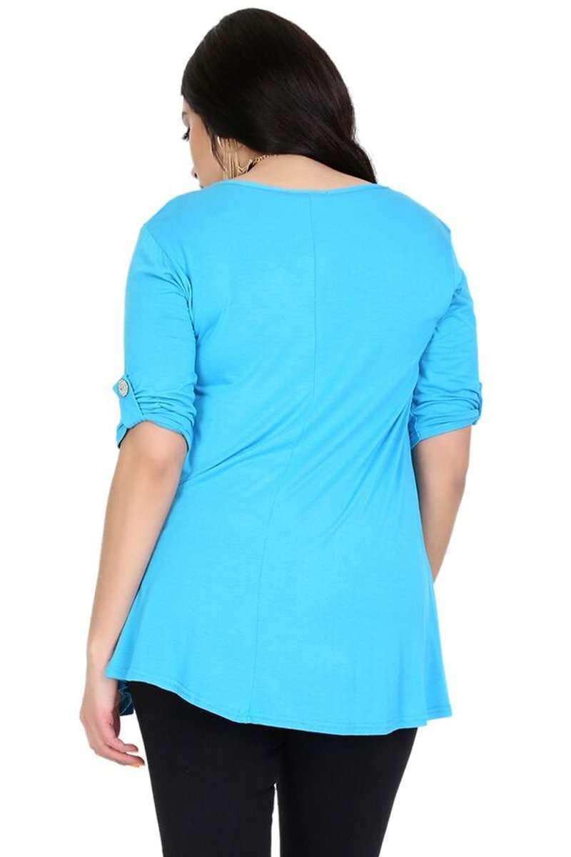 Eva Turn Up Sleeve Baggy Basic Jersey Tshirt - bejealous-com