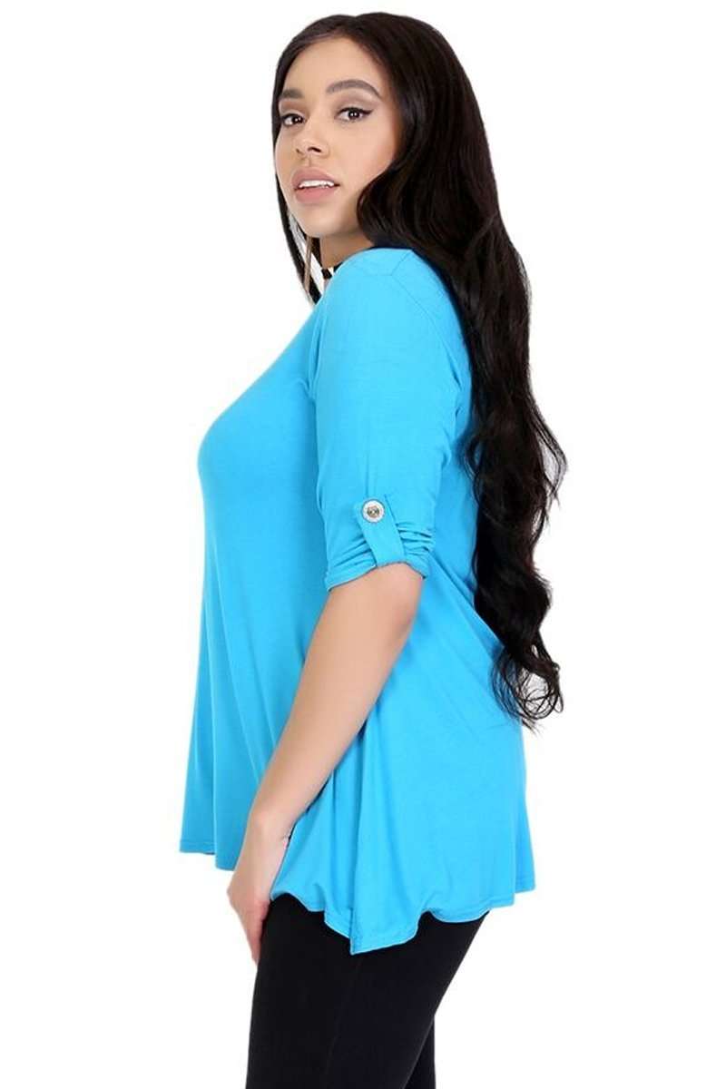 Eva Turn Up Sleeve Baggy Basic Jersey Tshirt - bejealous-com