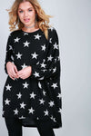 Evelyn Stars Dipped Hem Fine Knitted Jumper - bejealous-com