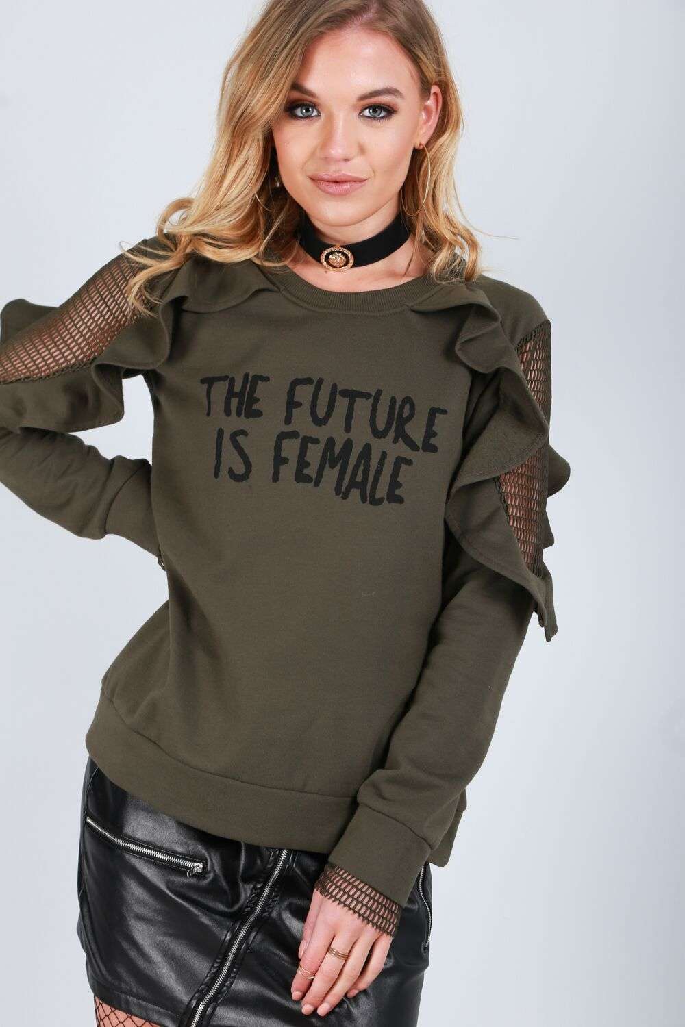 Evie Fishnet Slogan Sweater - bejealous-com