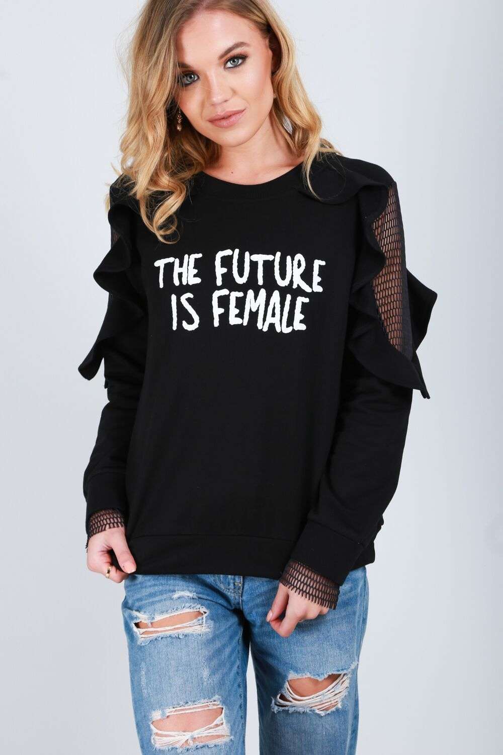 Evie Fishnet Slogan Sweater - bejealous-com