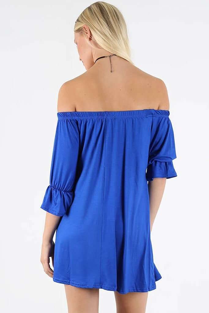 Farah Bardot Button Through Mini Dress - bejealous-com