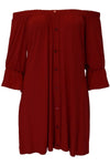 Farah Bardot Button Through Mini Dress - bejealous-com