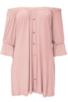 Farah Bardot Button Through Mini Dress - bejealous-com