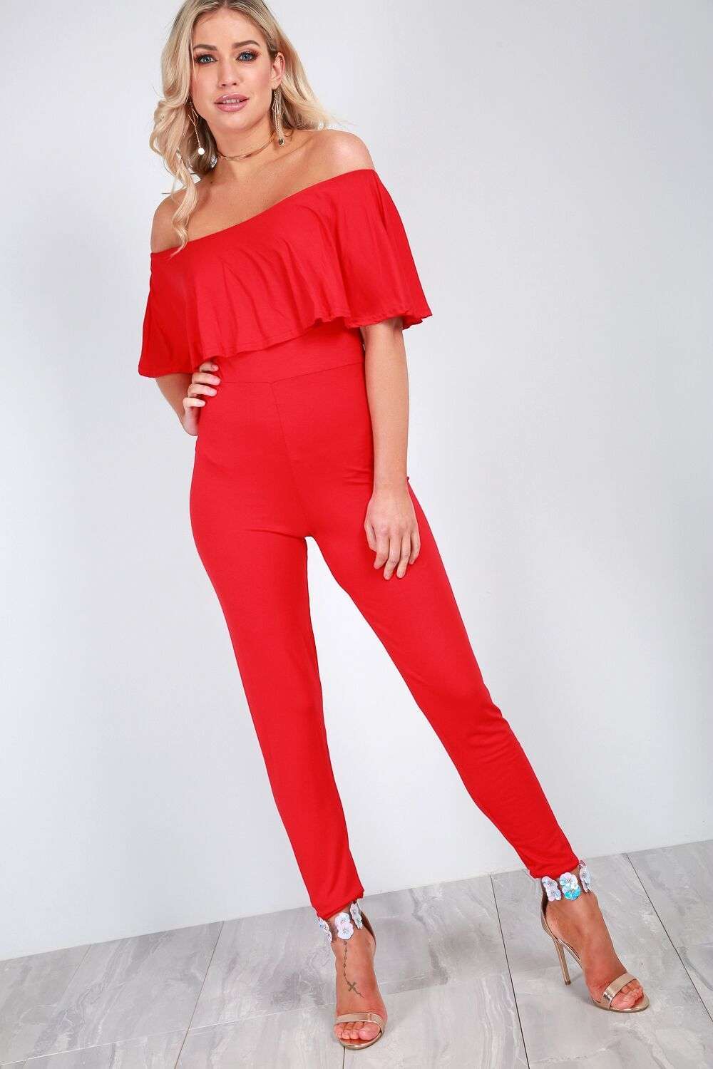 Faye Bardot Frill Slim Leg Jumpsuit - bejealous-com
