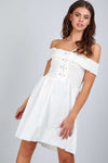 Felicity Off Shoulder Lace Up Mini Dress - bejealous-com