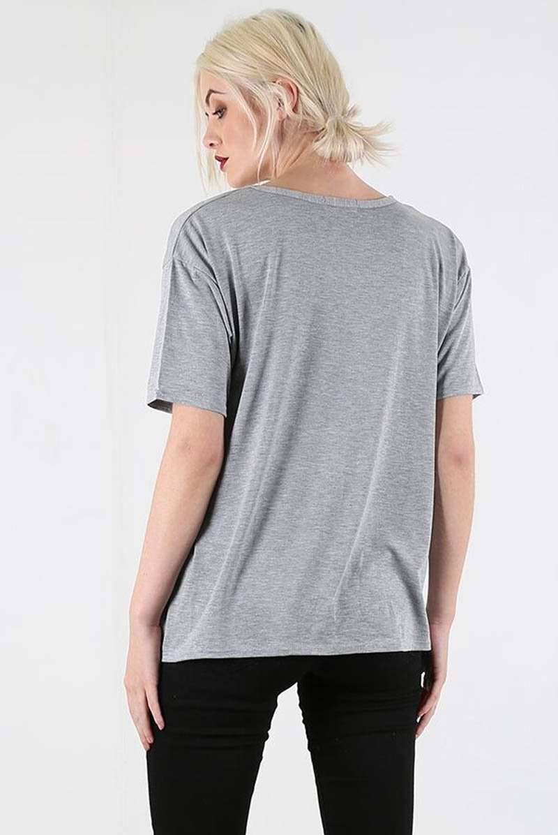 Floral Print Oversized Grey Basic Tshirt - bejealous-com