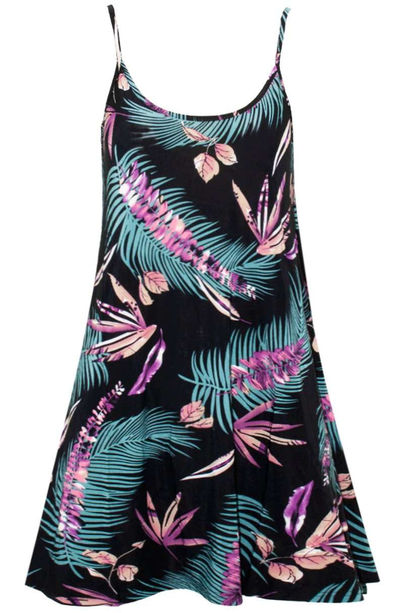 Floral Print Strappy Flared Swing Cami Top - bejealous-com