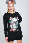 Floral Skull Print Jumper Dress - bejealous-com