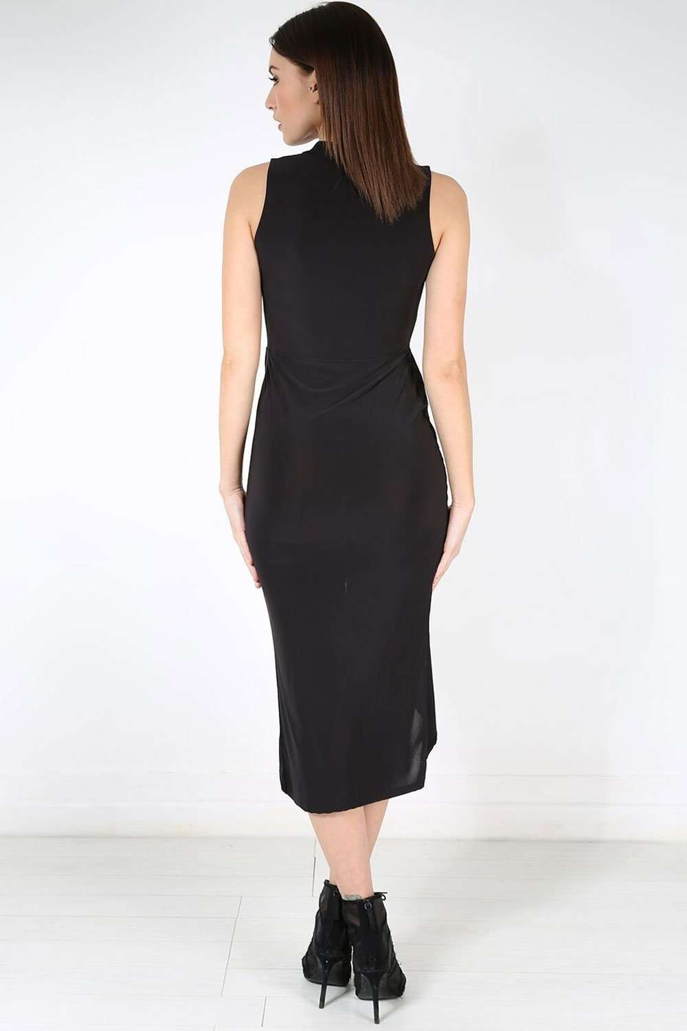 Sleeveless Black Midaxi Wrap Dress - bejealous-com