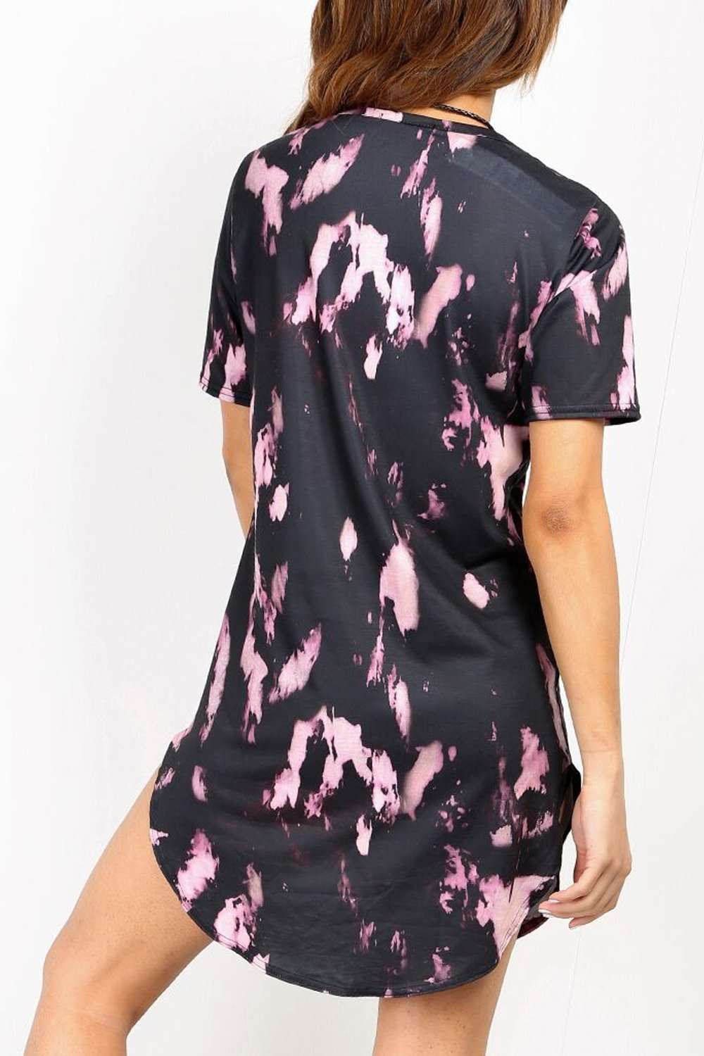 Fraizer Choker Neck Graphic Print Tshirt Dress - bejealous-com