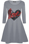 Fran Long Sleeve Heart Print Swing Dress - bejealous-com