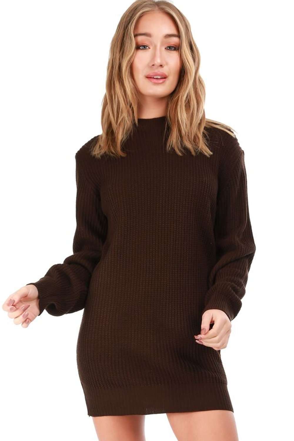 Fran Long Sleeve Oversized Knitted Jumper Dress - bejealous-com