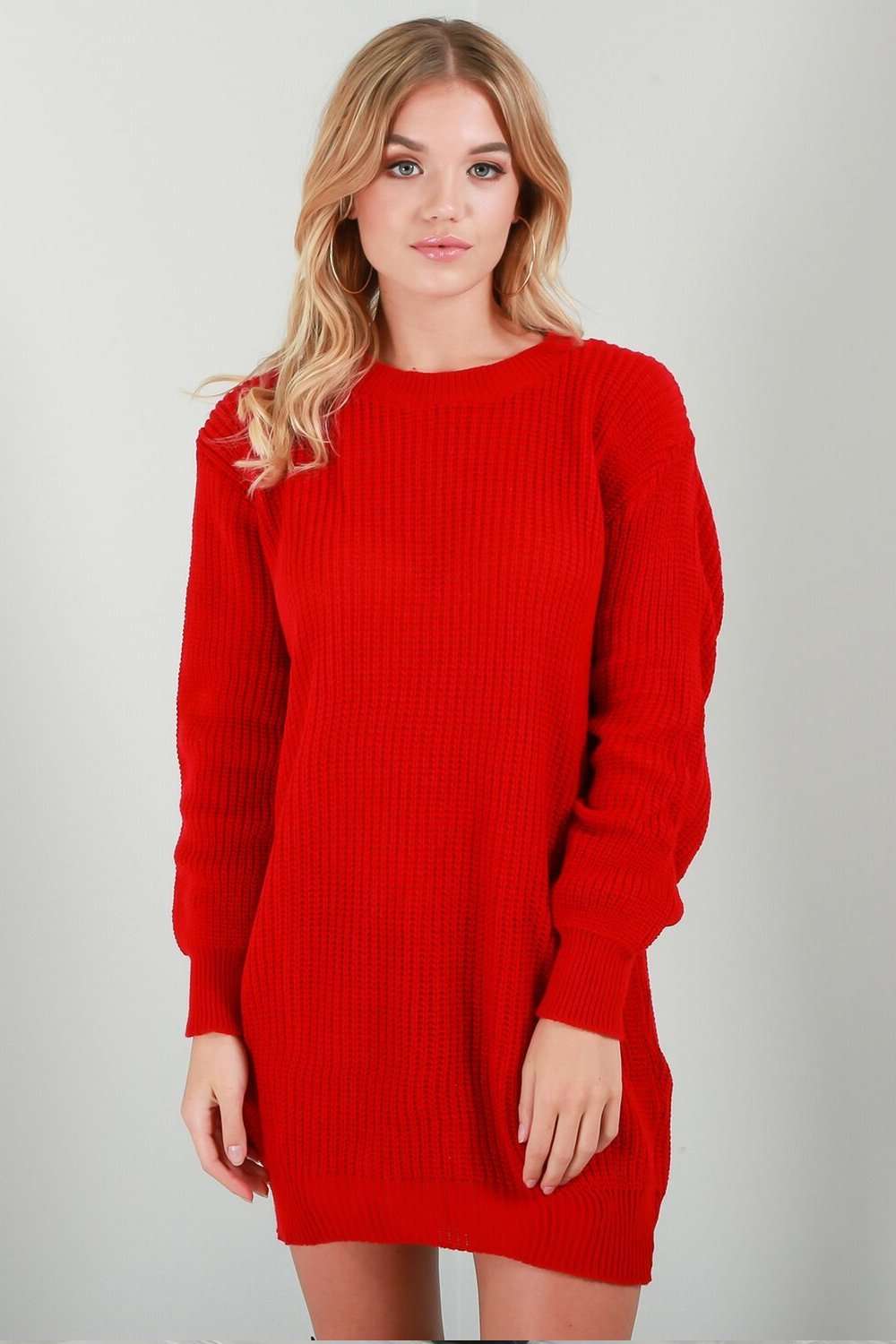 Fran Long Sleeve Oversized Knitted Jumper Dress - bejealous-com