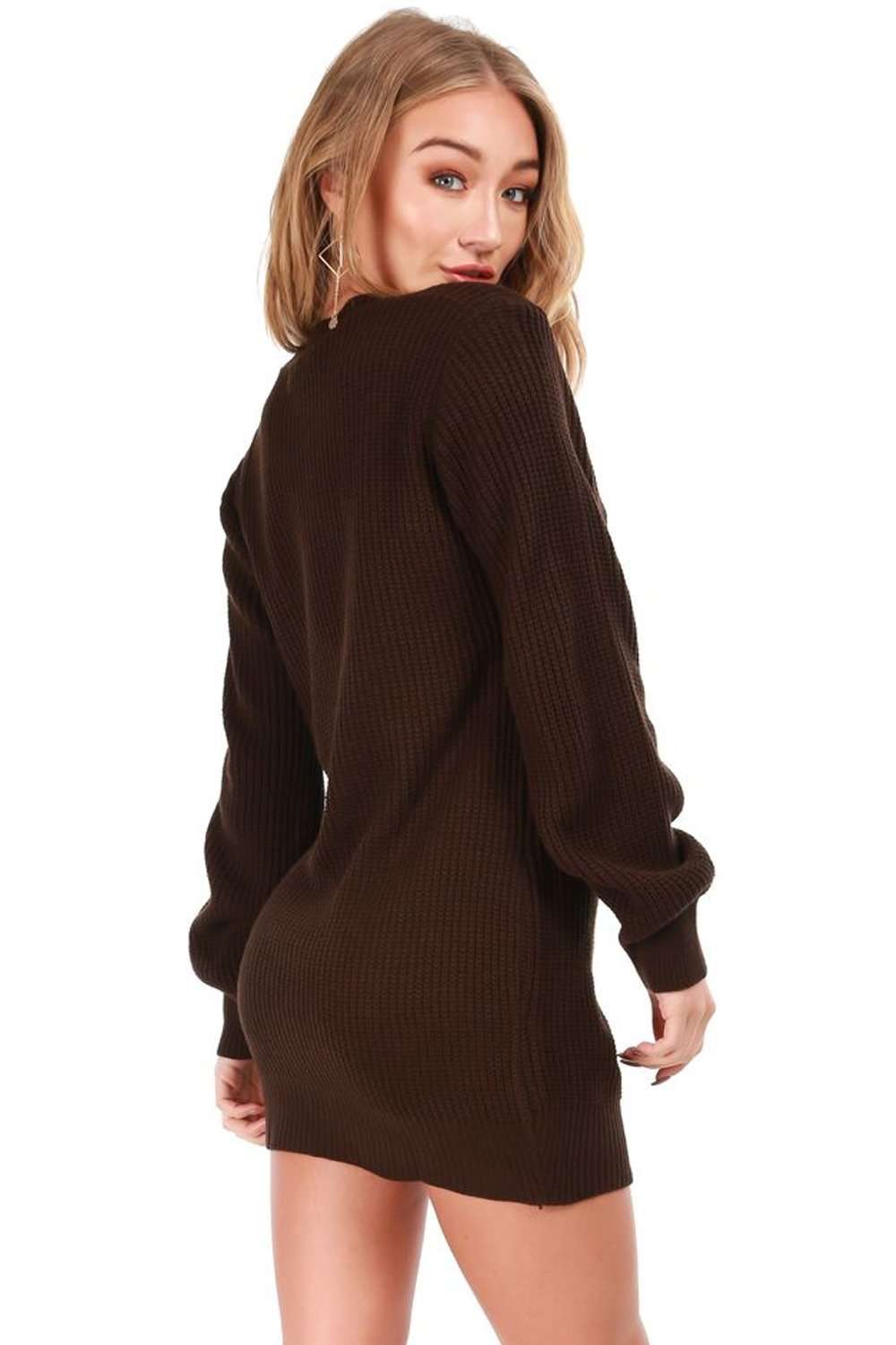 Fran Long Sleeve Oversized Knitted Jumper Dress - bejealous-com