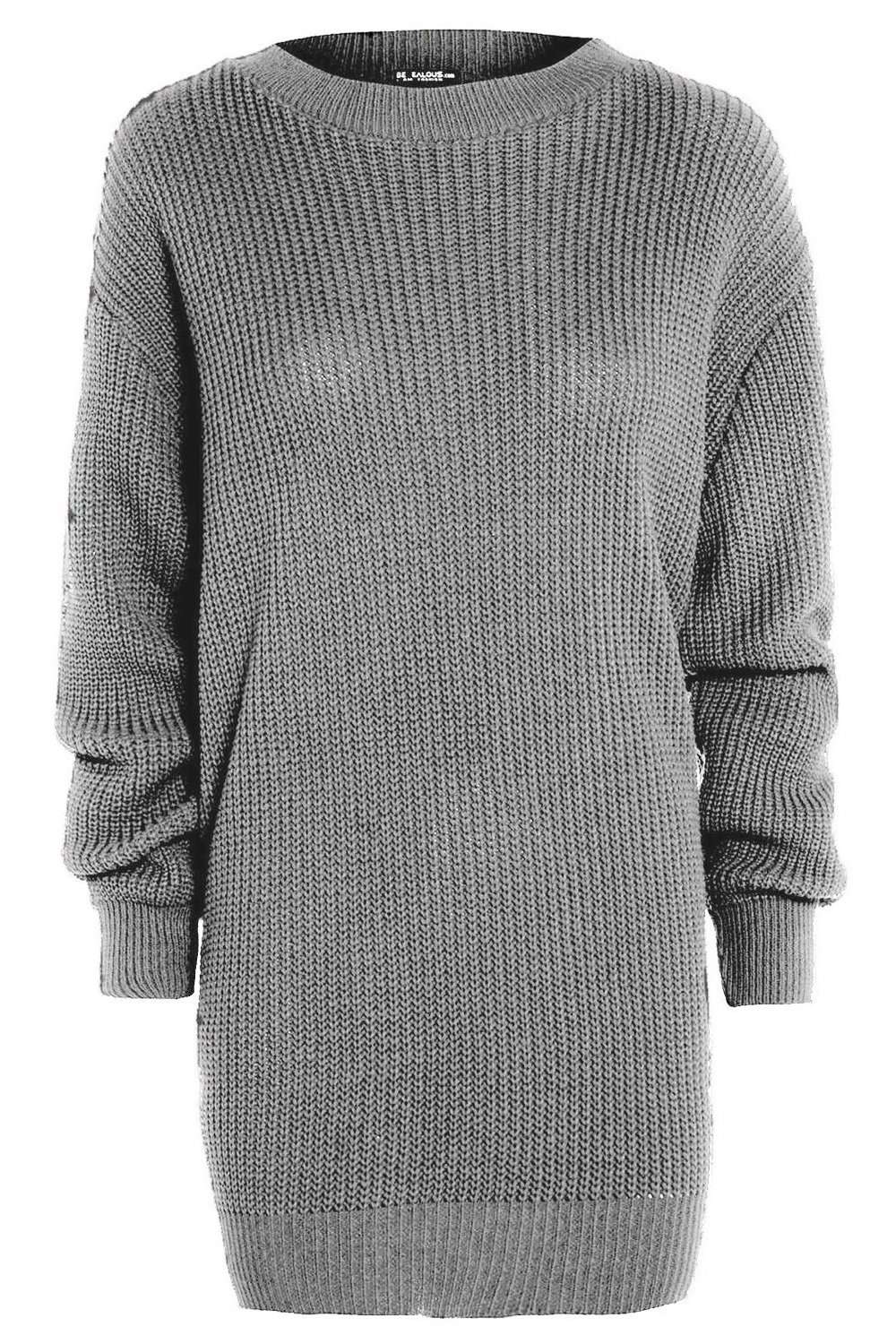 Fran Long Sleeve Oversized Knitted Jumper Dress - bejealous-com