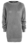 Fran Long Sleeve Oversized Knitted Jumper Dress - bejealous-com
