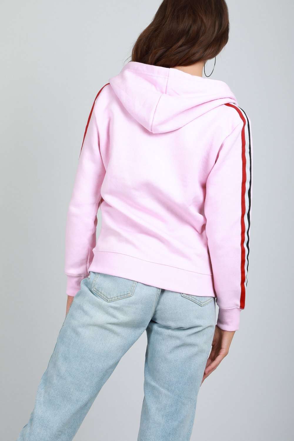 Fran Striped Sleeve Oversized Hooded Sweatshirt - bejealous-com