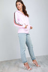 Fran Striped Sleeve Zip Front Hoodie - bejealous-com