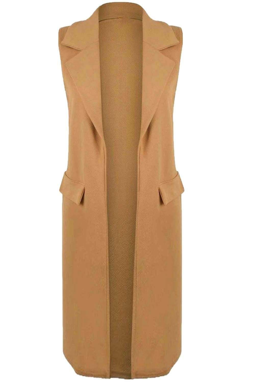 Francesca Open Front Sleeveless Midi Jacket - bejealous-com