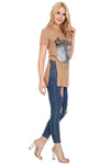 Francesca Side Split Glamour Print Baggy Tshirt - bejealous-com