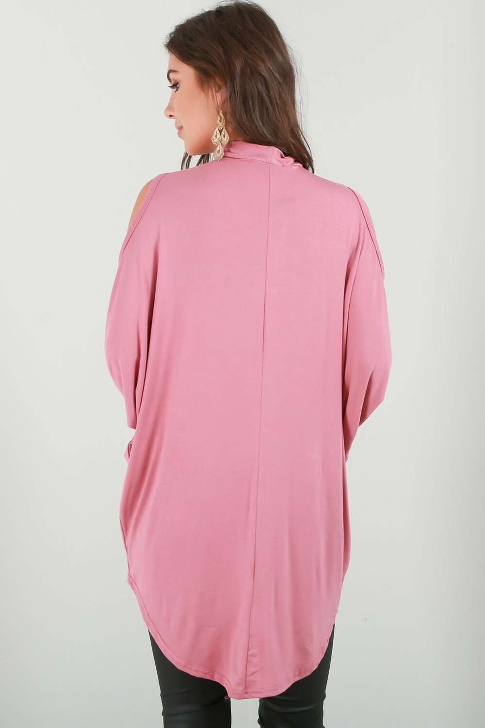 Fraya Cold Shoulder Choker Neck Baggy Top - bejealous-com