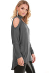 Fraya Cold Shoulder Choker Neck Top - bejealous-com