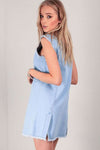 Frayed Hem Denim Mini Shirt Dress - bejealous-com