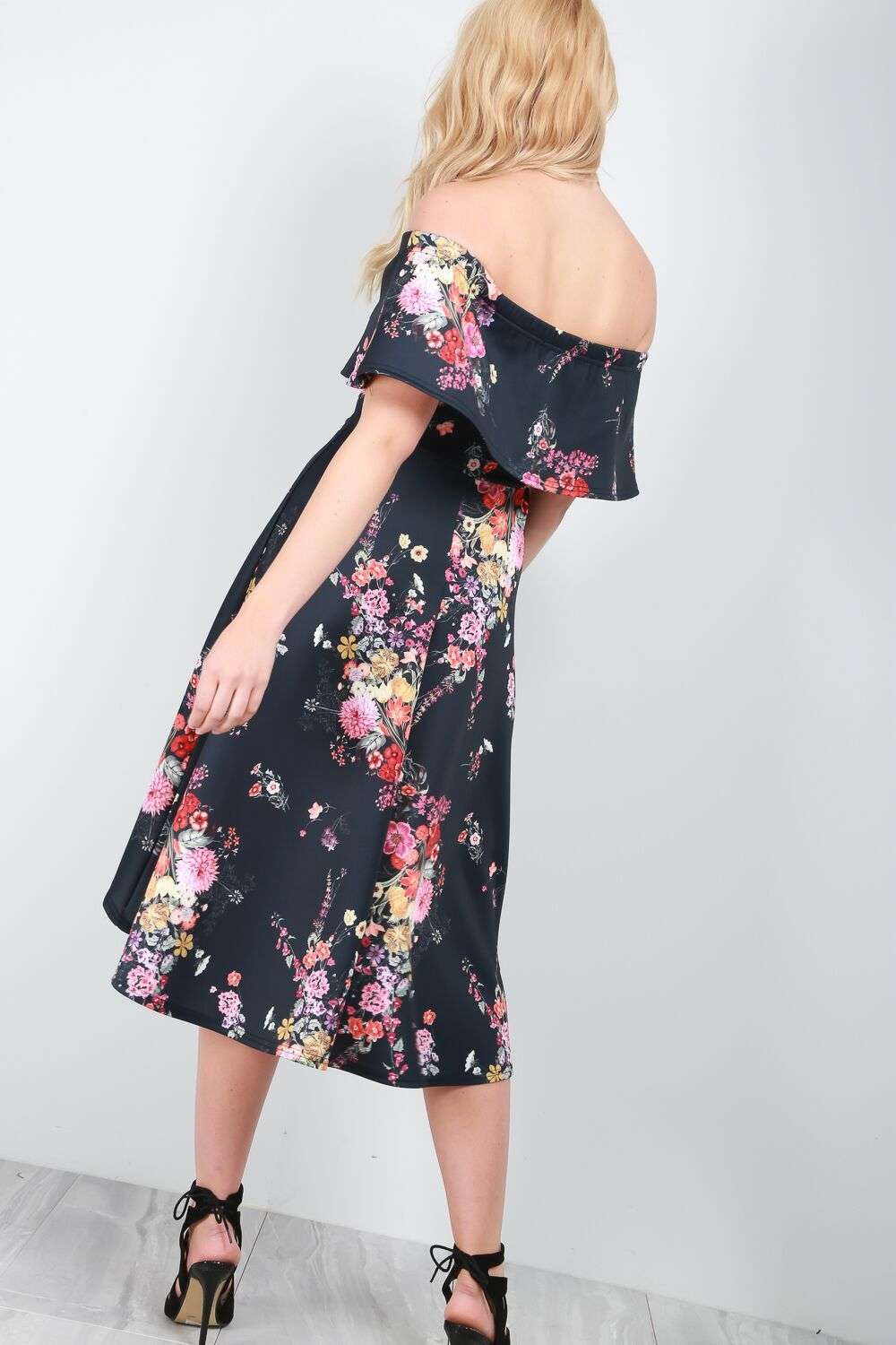 Freya Bardot Floral Dipped Hem Midi Dress - bejealous-com