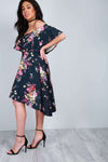 Freya Bardot Floral Dipped Hem Midi Dress - bejealous-com