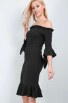 Freya Bardot Frill Trim Peplum Midi Dress - bejealous-com