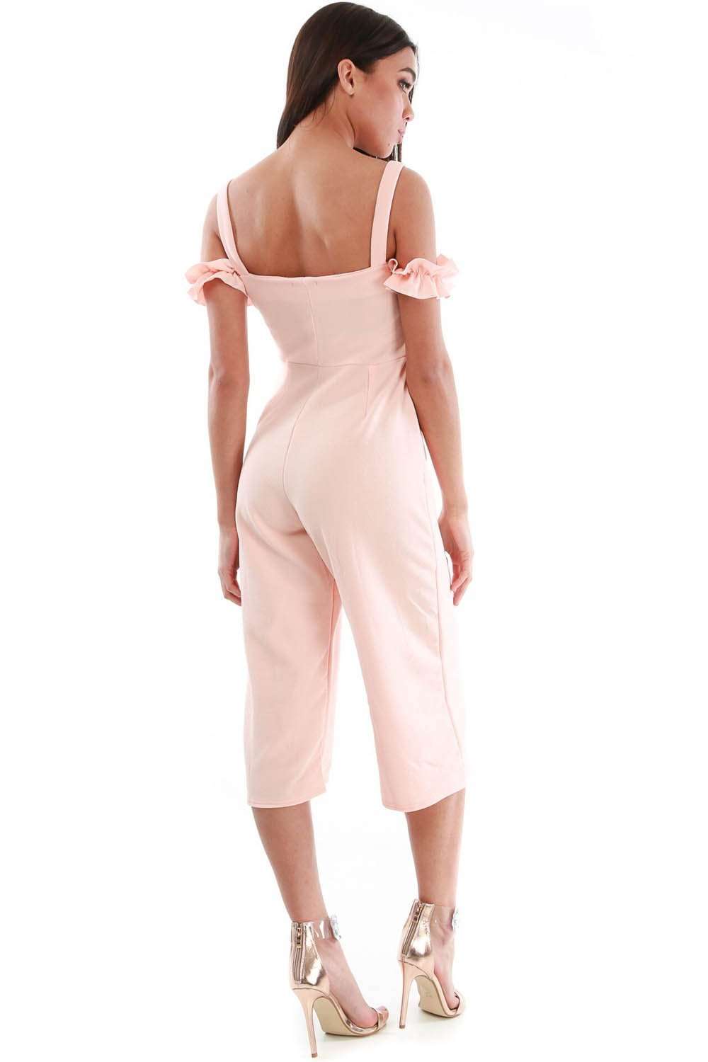 Freya Off Shoulder Culotte Leg Frilly Jumpsuit - bejealous-com
