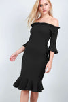 Freya Off Shoulder Frill Sleeve Midi Dress - bejealous-com