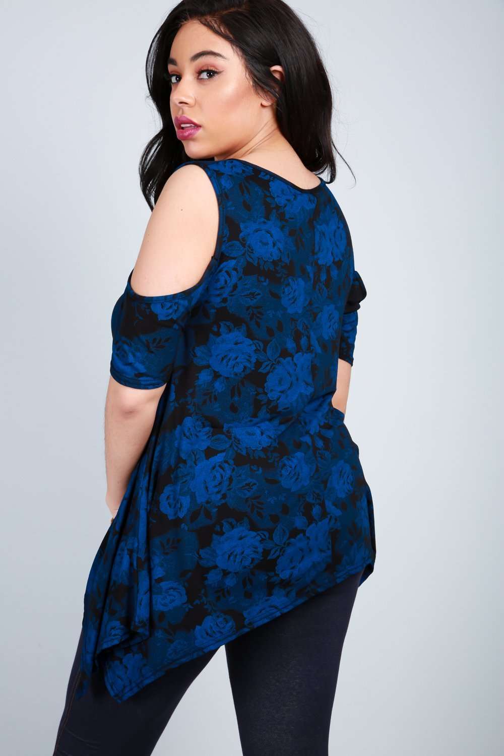 Gabi Cold Shoulder Dipped Hem Floral Top - bejealous-com