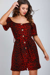 Geena Leopard Button Through Mini Dress - bejealous-com