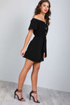 Geena Off Shoulder Button Through Mini Dress - bejealous-com