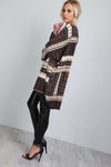 Geo Long Sleeve Paisley Print Dipped Hem Bat Wing Top - bejealous-com