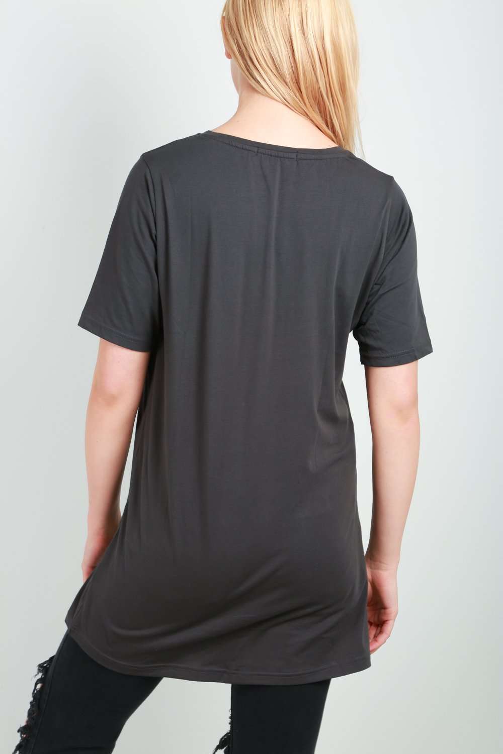 Georgia Charcoal Oversized Basic Tshirt Dress - bejealous-com