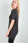 Georgia Charcoal Oversized Basic Tshirt Dress - bejealous-com