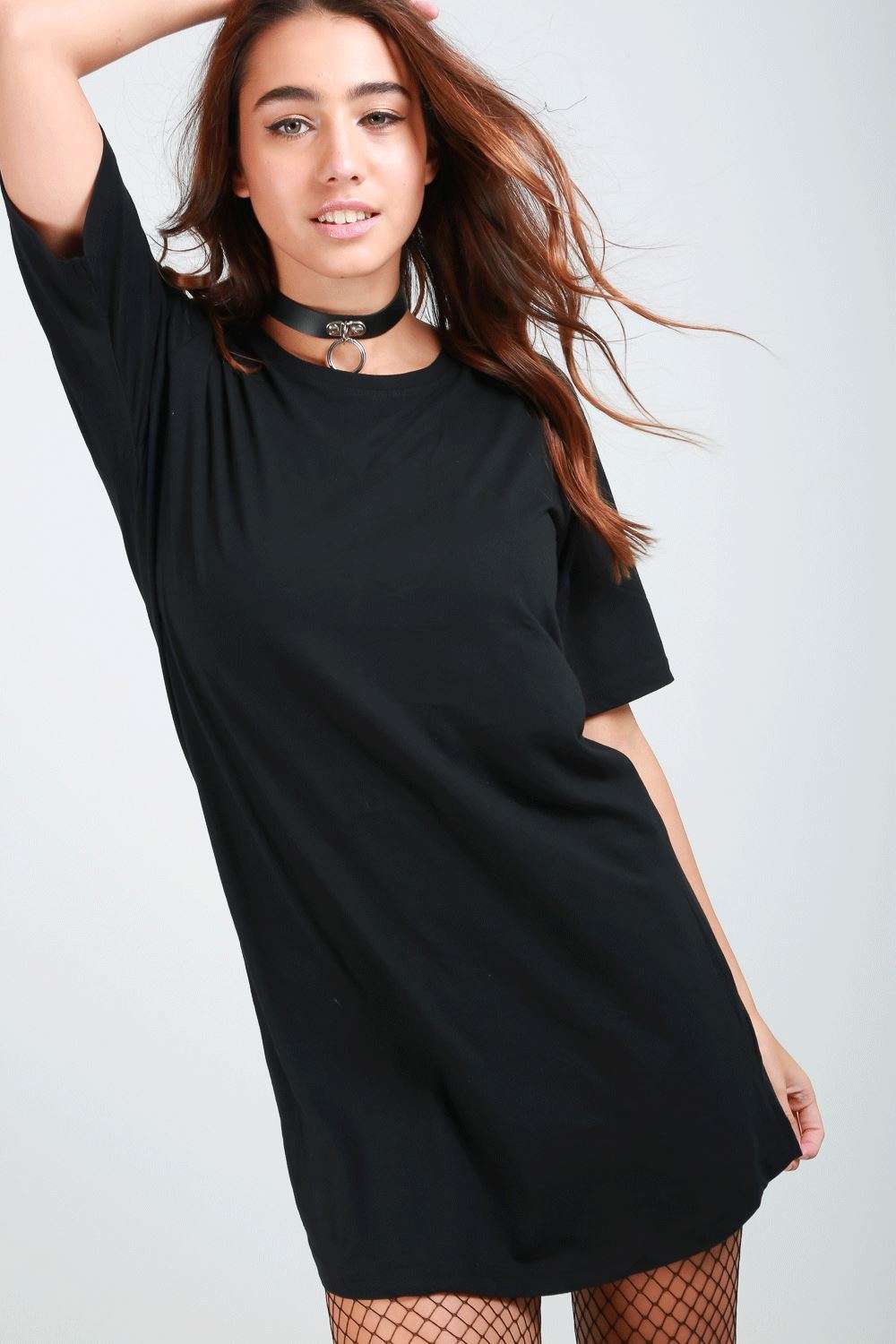 Georgia Short Sleeve Oversized Plain Jersey Tshirt Dress - bejealous-com