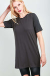 Georgia Short Sleeve Oversized Plain Jersey Tshirt Dress - bejealous-com