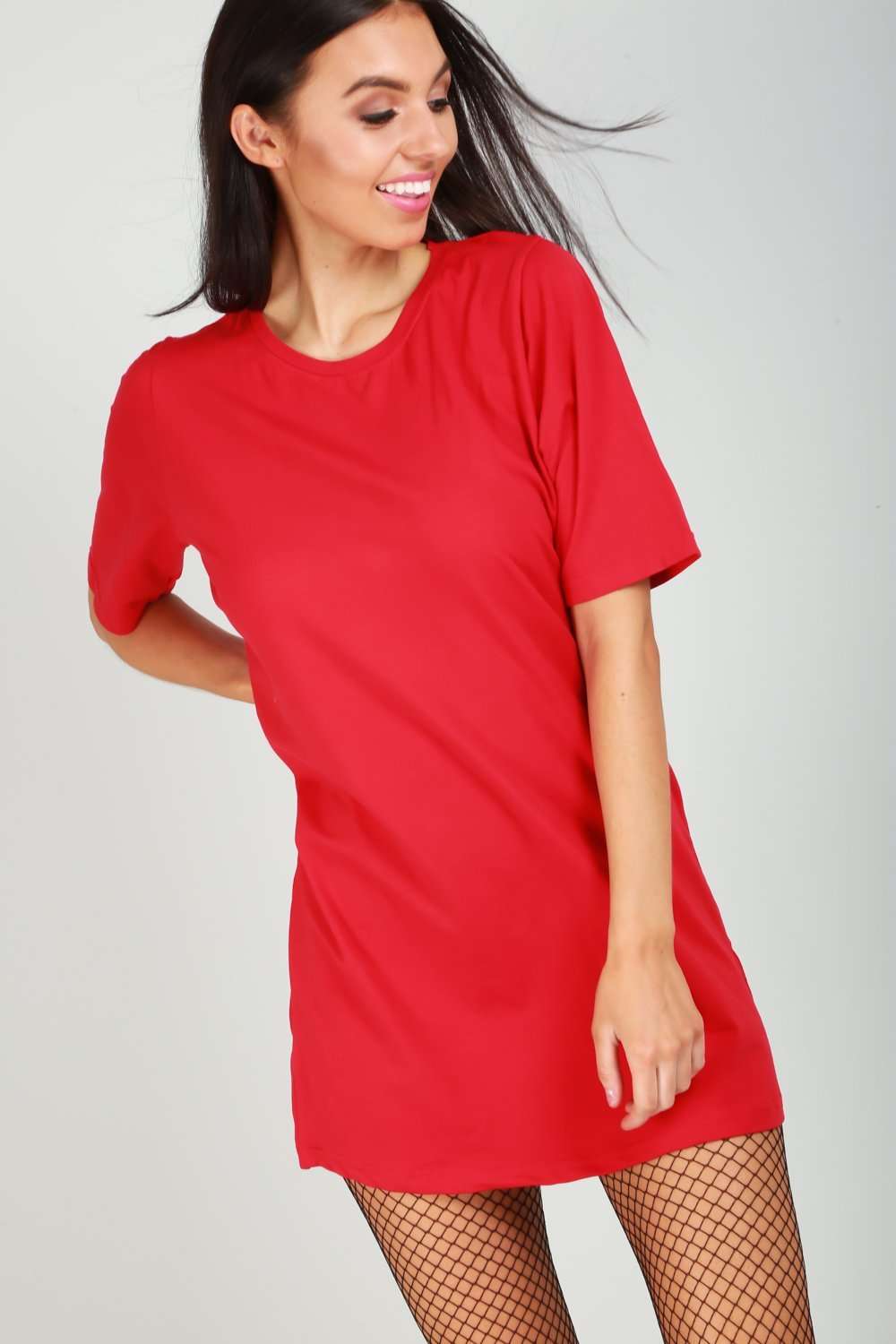 Short Sleeve Oversize Plain Jersey Tshirt Dress - bejealous-com