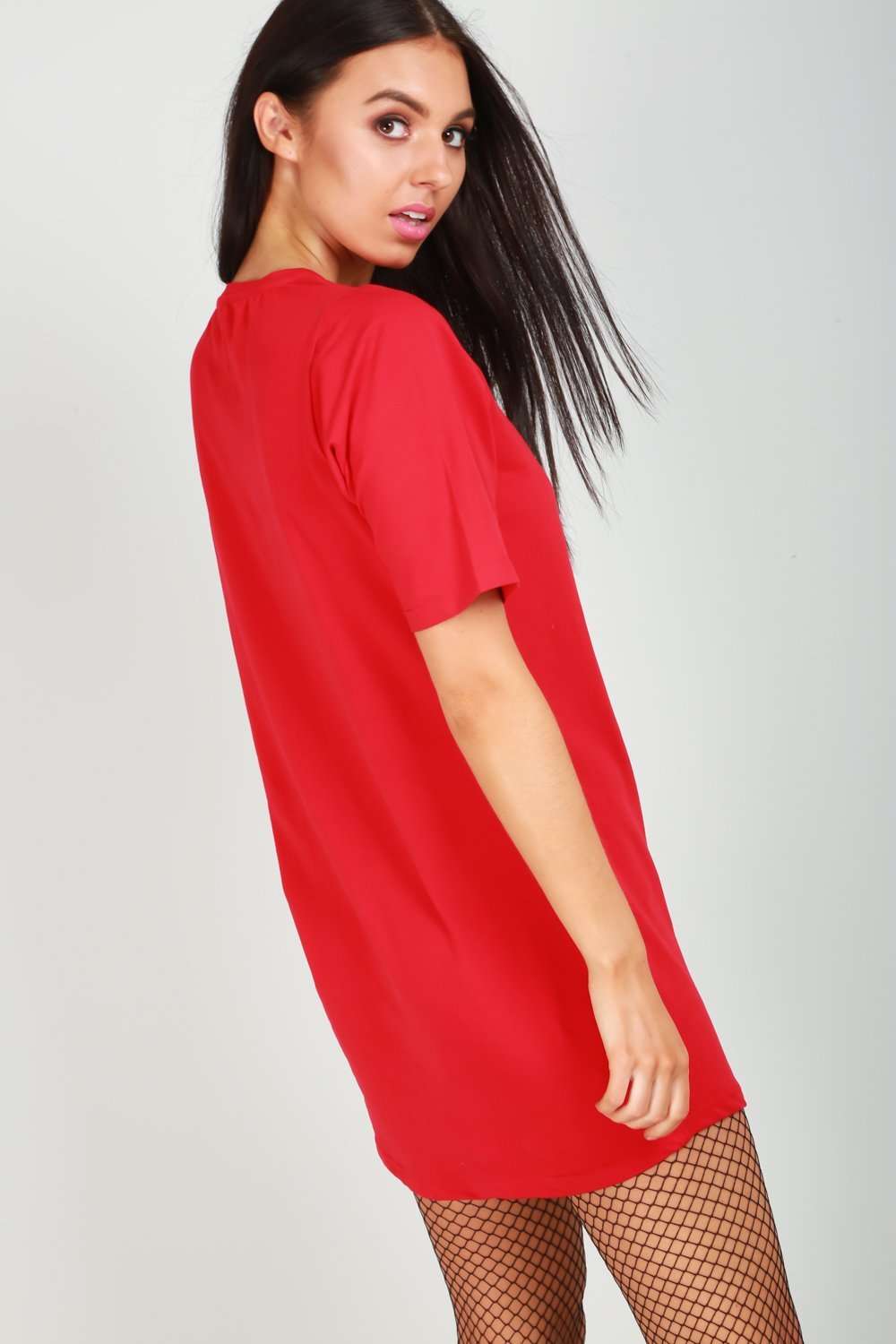 Short Sleeve Oversize Plain Jersey Tshirt Dress - bejealous-com