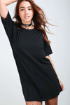 Short Sleeve Oversize Plain Jersey Tshirt Dress - bejealous-com