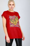 Georjie Leopard Heart Print Baggy Tshirt - bejealous-com