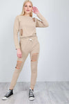 Geri Long Sleeve Distressed Lounge Wear Set - bejealous-com